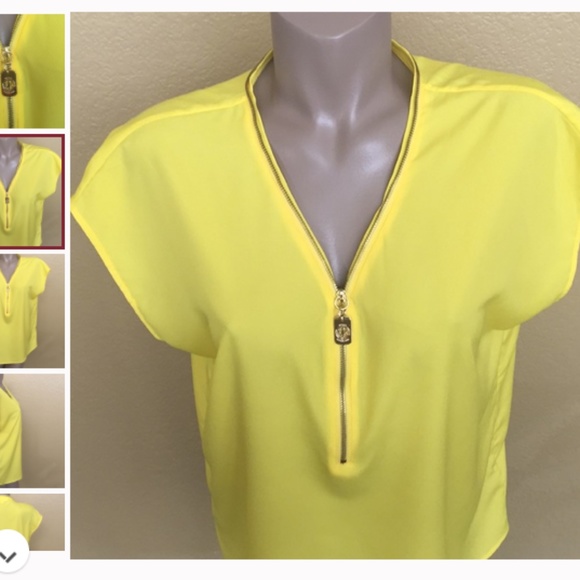 Michael Kors Yellow Dog Tag Zip Top 🍋 XL - Picture 2 of 6